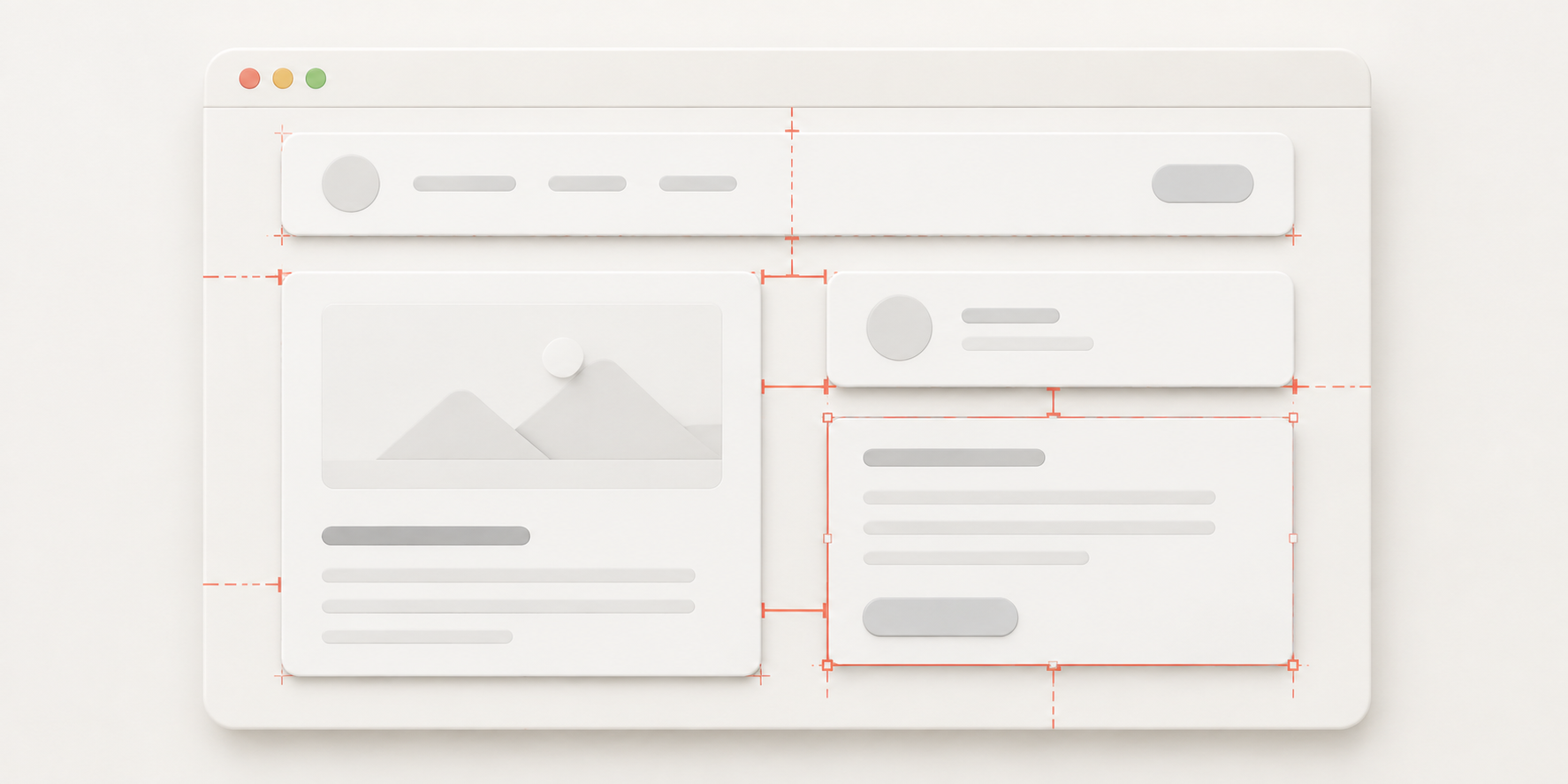 Interface layout with guides measuring spacing and alignment